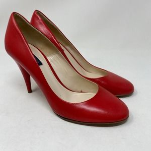 Kurt Geiger Women's Size 36 US Sz 5 Red Pump Heels Round Toe Stiletto Slip On